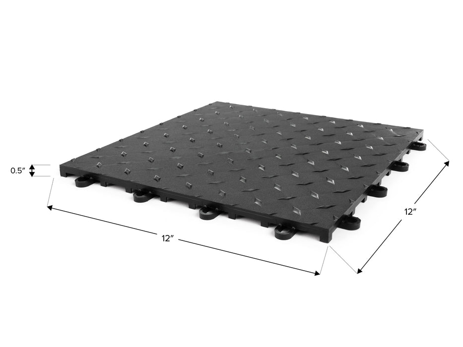 NewAge 12in x 12in Diamond Plate Pattern Polypropylene Garage Flooring Tiles (48-Pack)