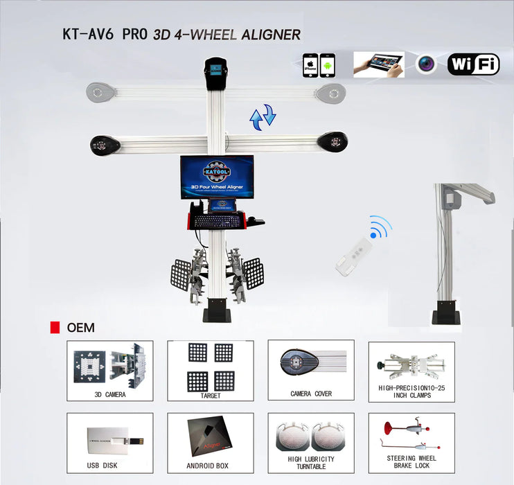 Katool KT-AV6 Wheel Alignment Machine Works on 2 Post & Scissor Lift