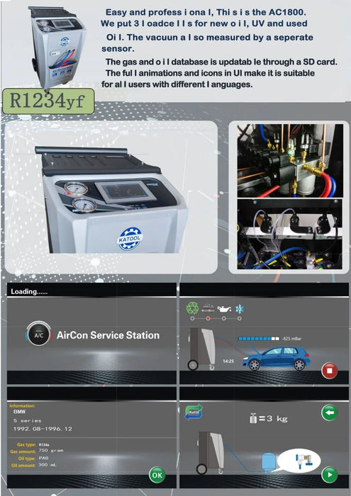 Katool R-1234YF Fully Automatic Recovery, Recycle & Recharge DUAL AC2100 Machine