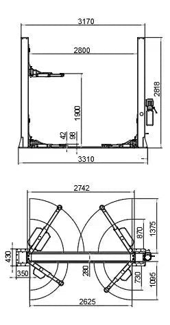 Katool KT-H120D 12,000lbs Two Post Lift Single Lock Release Auto Lift Car Lift