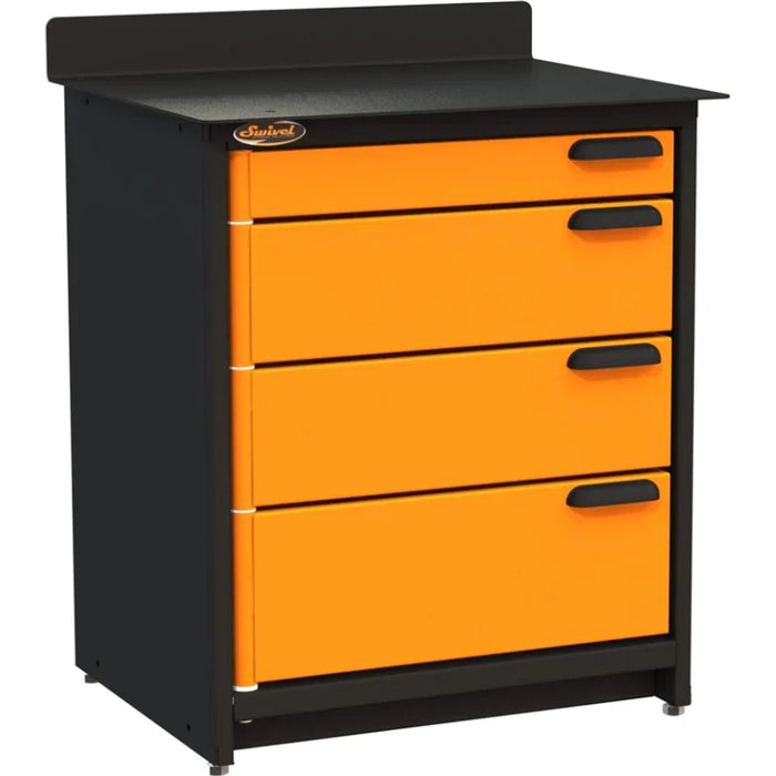 Swivel Modular Stationary 4 drawer storage unit