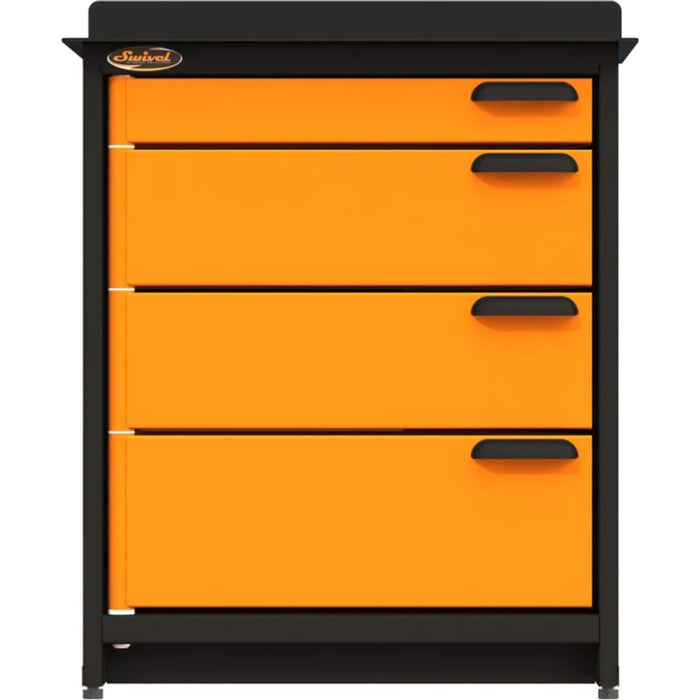 Swivel Modular Stationary 4 drawer storage unit