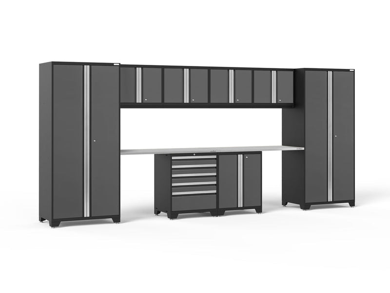 NewAge Pro Series 10 Piece Cabinet Set with Locker, Base, Tool Drawer Cabinet and 56 in. Worktop