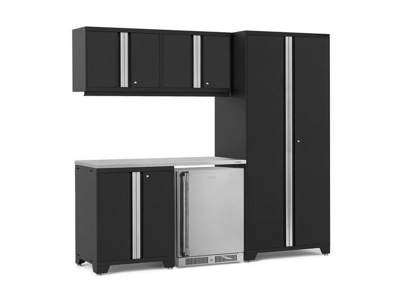 NewAge Pro Series 6 Piece Cabinet Set with Base, Wall Cabinet, Locker and Stainless Steel Door Fridge