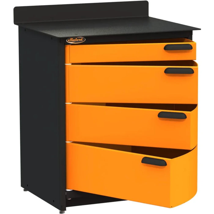 Swivel Modular Stationary 4 drawer storage unit