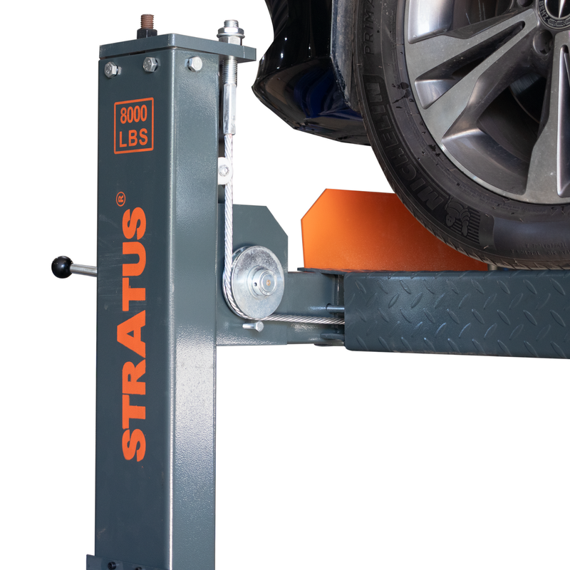 Stratus 4 Post 8,000 LBS Capacity Manual Release Compact Storage Parking Car Lift With Castors SAE-P48C