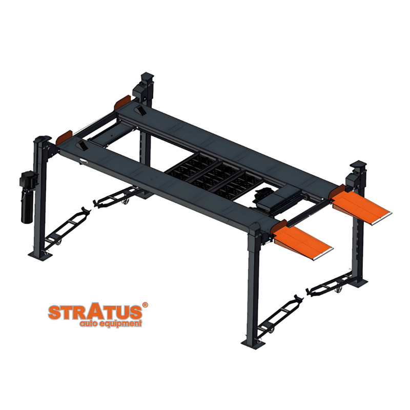 Stratus Boxed Steel Construction & Sleeve Containment 8,000 Lbs Capacity Manual Release 4 Post Mobile Compact Storage Parking Car Lift SAE-P48P