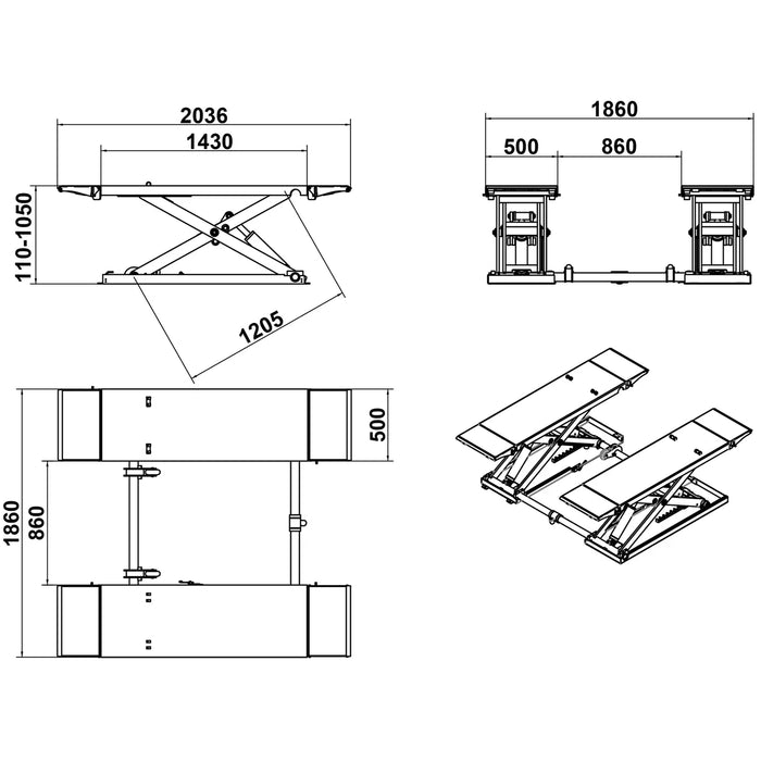 Katool KT-X80-ELECTRIC Mid Rise Scissor Lift