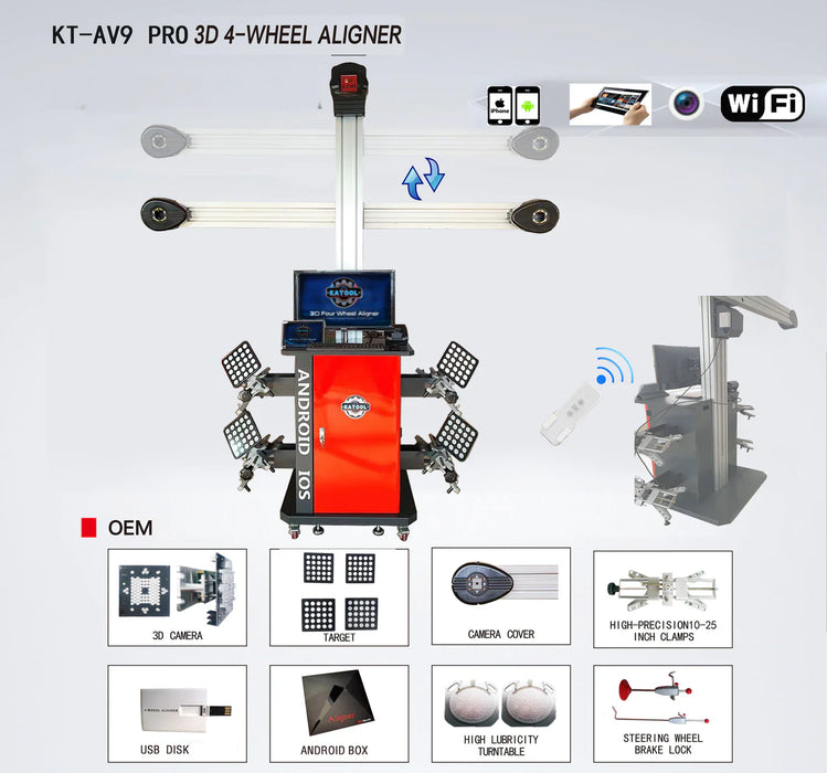 Katool KT-AV9 Wheel Alignment Machine Full-Automatic Works on 2 Post & Scissor Lift