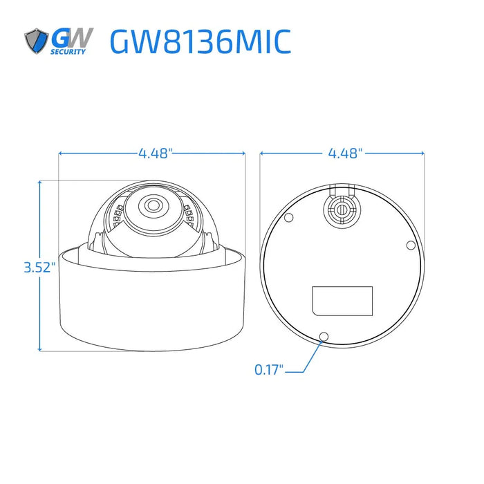 GW Security 16 Channel NVR Security Camera System with 8 * 8MP IP Dome 2.8mm Fixed Lens Camera, 15 AI Smart Functions, Human Detection, Built-In Microphone, PoE