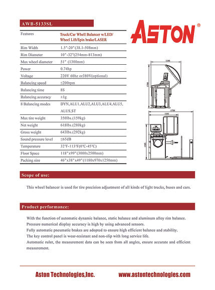 Aston® Truck Tire Changer and Wheel Balancer Combo 3600-5133