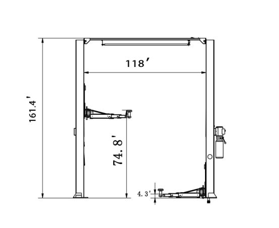 Aston® 12000 lbs. 2 Post Car Lift Symmetric Overhead Single Point Lock Release