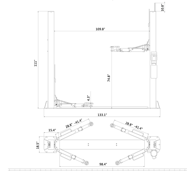 Aston® 2-Post Car Lift 10000 lbs. Single Point Lock Release AL-100XH