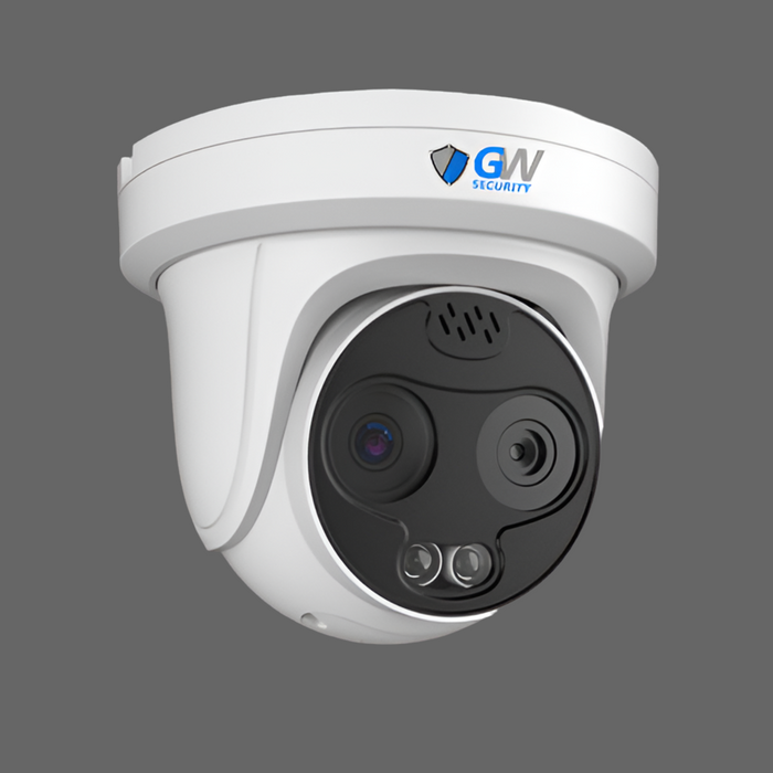 GW Security GW68-5695TMIC 5MP IP POE 4mm Fixed Lens Turret Security Camera, Two-Way Audio, Bi-Spectrum, Smart AI