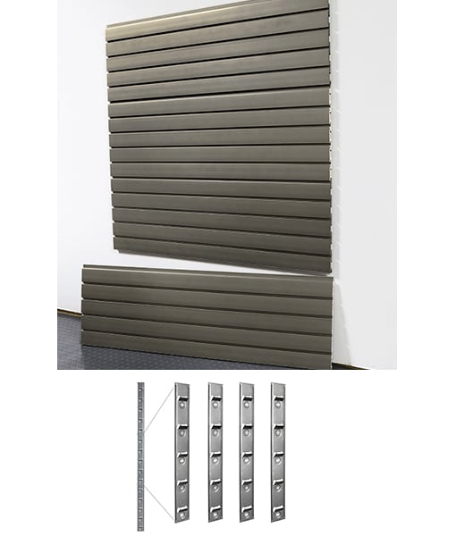 storeWALL 4′ Heavy Duty Slatwall Graphite Steel + Installstrips