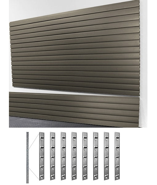 storeWALL 8′ Heavy Duty Slatwall Graphite Steel + Installstrips