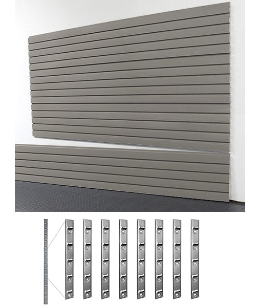 storeWALL 8′ Heavy Duty Slatwall Weathered Grey + Installstrips