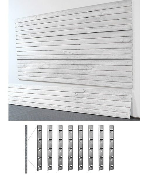 storeWALL 8′ Heavy Duty Slatwall Whitewood + Installstrips