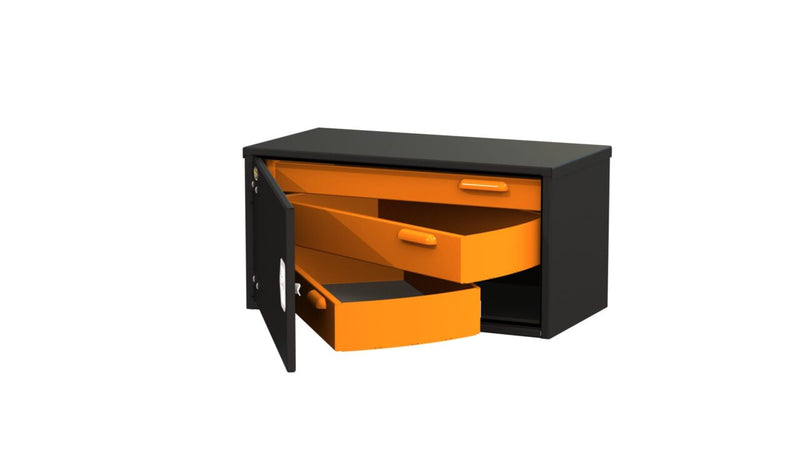 Swivel Underbody Road Box - 3 drawers, main door & drawers hinged