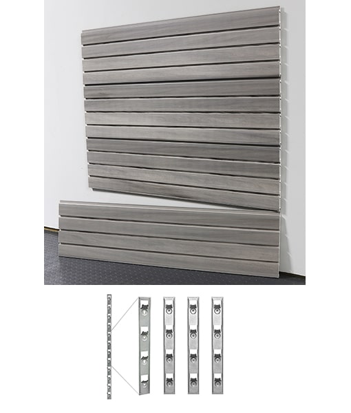 storeWALL 4′ Standard Duty Slatwall Barnwood + Installstrips