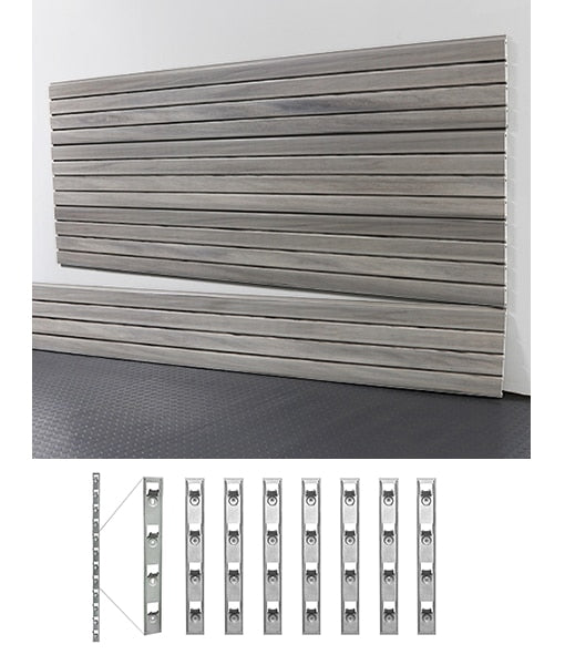 storeWALL 8′ Standard Duty Slatwall Barnwood + Installstrips