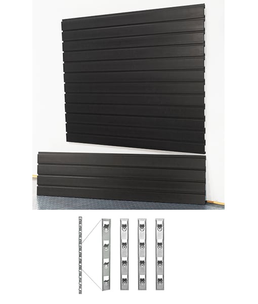 storeWALL 4′ Standard Duty Slatwall Black + Installstrips