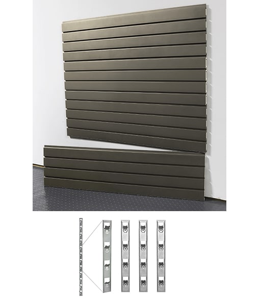 storeWALL 4′ Standard Duty Slatwall Graphite Steel + Installstrips