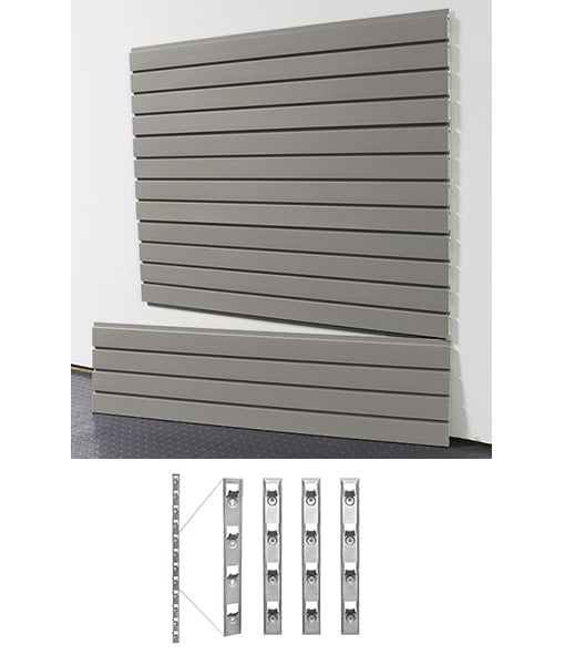 storeWALL 4′ Standard Duty Slatwall Weathered Grey + Installstrips