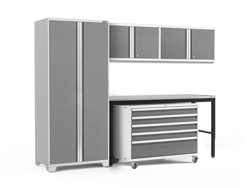 NewAge Pro Series 5 Piece Cabinet Set with Wall, Tool Cabinet, Locker and 84 in. Workbench