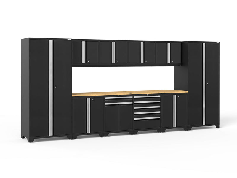 NewAge Pro Series 12 Piece Cabinet Set with Lockers, Base, Wall, Tool Drawer Cabinet and 56 in. Worktop