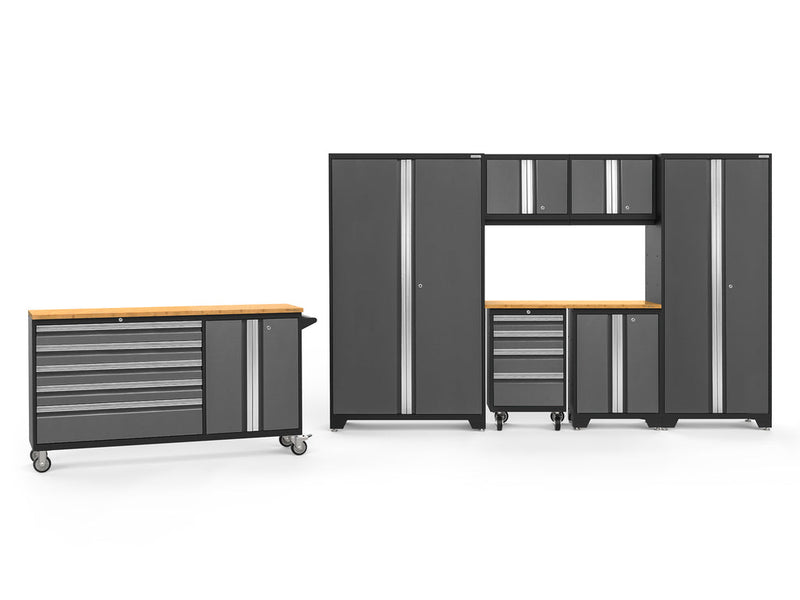 NewAge Bold Series 8 Piece Cabinet Set with Project Center, Tool Drawer, Base, Wall Cabinets and Lockers