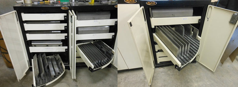 Swivel Press Brake Tooling Storage - 5 adjustable drawers