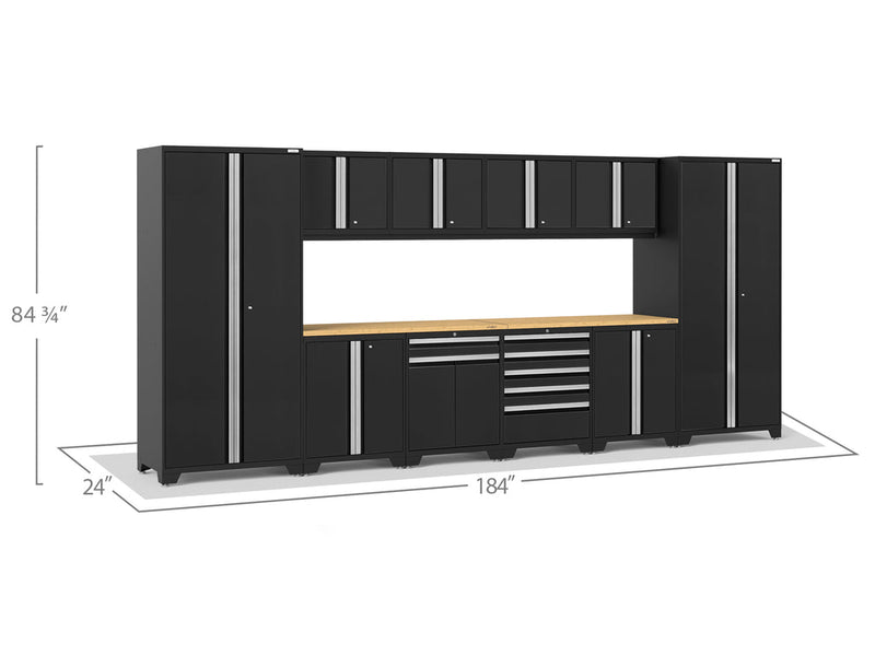 NewAge Pro Series 12 Piece Cabinet Set with Lockers, Base, Wall, Tool Drawer Cabinet and 56 in. Worktop